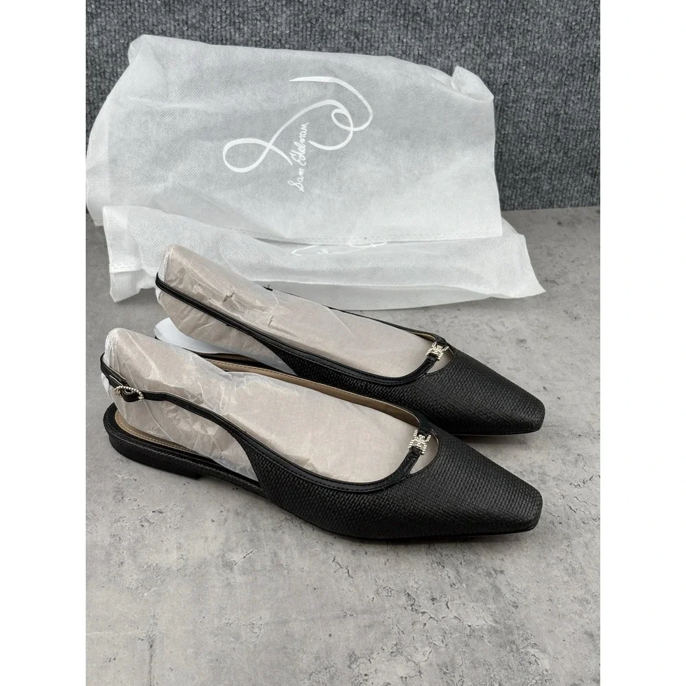 Sam Edelman Women Cleo Black Slingback Flat Sz 10 New